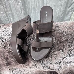 BCBGeneration Dark Brown Wedge Sandals 9.5